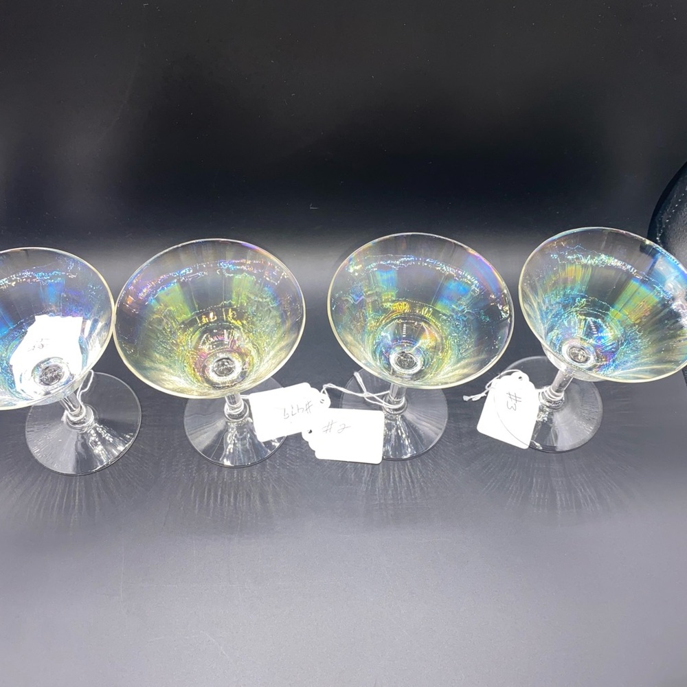 4 Vintage Iridescent Optic Cocktail Glasses - Picture 4 of 4